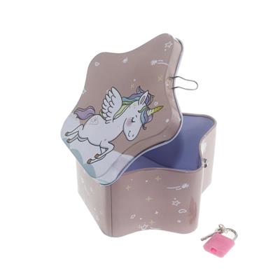 1 Adet 12x12cm Metal Kutu Kumbara Yıldız