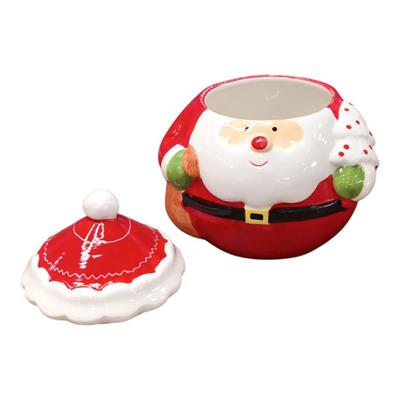 1 Adet 14x16cm Yılbaşı Noel Baba Seramik Kutu Kurabiye