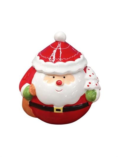 1 Adet 14x16cm Yılbaşı Noel Baba Seramik Kutu Kurabiye
