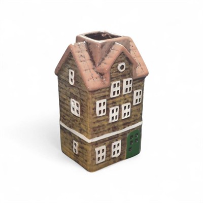 1 Adet 15x8cm Mini Seramik Ev Dekor Biblo Yeşil Ev Mumluk