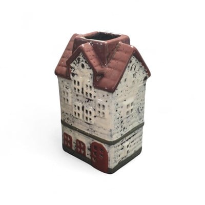 1 Adet 15x8cm Mini Seramik Ev Dekor Biblo Krem Ev Mumluk