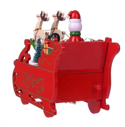 1 Adet 19x16x9cm Ahşap Müzik Kutusu Yılbaşı Kızakta Kurşun Asker