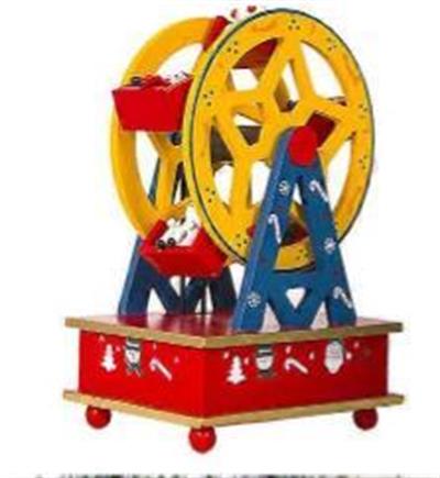 1 Adet 21x14x10cm Hareketli Yılbaşı Müzik Kutusu Ahşap Dönme Dolap