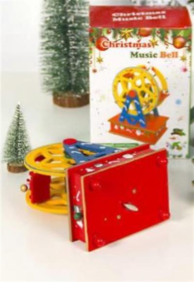1 Adet 21x14x10cm Hareketli Yılbaşı Müzik Kutusu Ahşap Dönme Dolap
