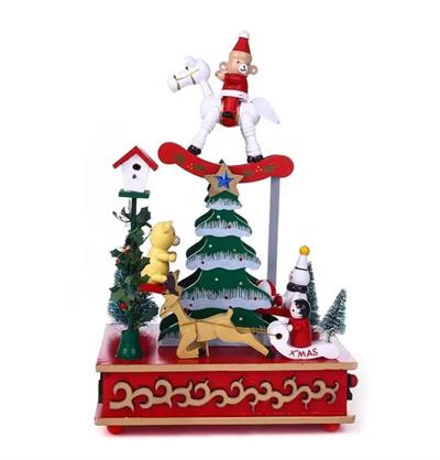 1 Adet 26x12x17cm Ahşap Müzik Kutusu Yılbaşı Hareketli