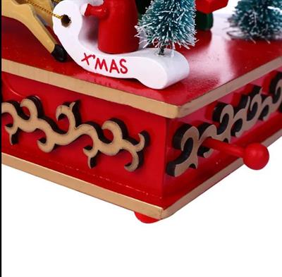1 Adet 26x12x17cm Ahşap Müzik Kutusu Yılbaşı Hareketli