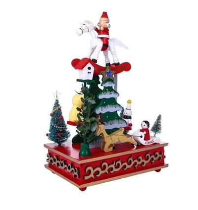 1 Adet 26x12x17cm Ahşap Müzik Kutusu Yılbaşı Hareketli