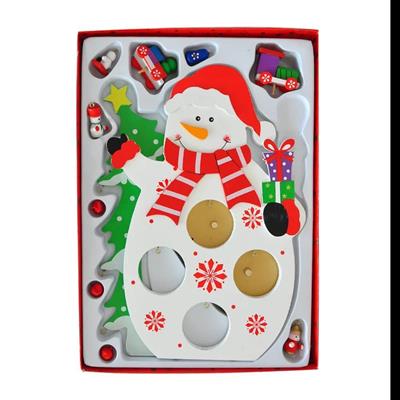 1 Adet 28x20cm Ahşap Kardan Adam Üstü Süslü Dekor