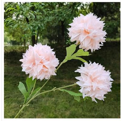 1 Adet 65cm 3 Kafalı Yapay Çiçek Krizantem Kasımpatı