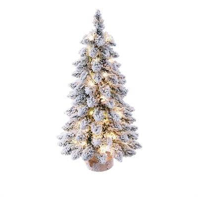 1 Adet 75cm Yılbaşı Çam Ağacı Kütük Tabanlı Karlı Ledli
