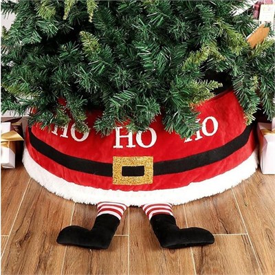 1 Adet 77cm Yılbaşı Ağaç Eteği Peluş Ayaklı Hohoho Örme Noel Baba