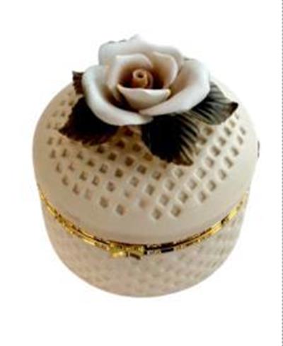 1 Adet 7cm Seramik Şekerlik Kutu Gül Kapaklı