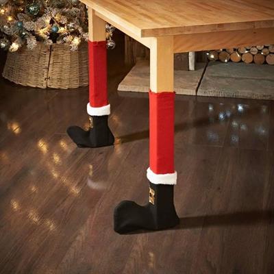 1 Çift Yılbaşı Masa Sandalye Ayağı Süsleme Çorabı Kumaş