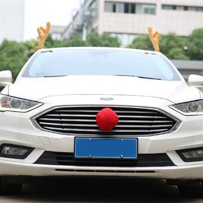 1 Set Yılbaşı Geyik Boynuzu ve Burun Araba Süsü Kahverengi