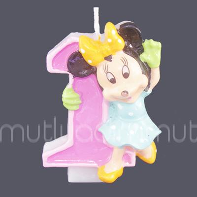 1 Yaş Minnie Mouse Doğumgünü Mum