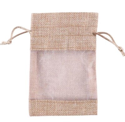 10 Adet 10x14cm Keten Kese Ortası Pencereli