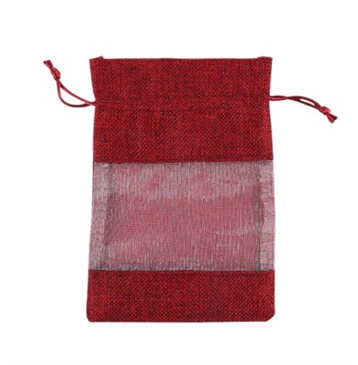 10 Adet 10x14cm Keten Kese Ortası Pencereli