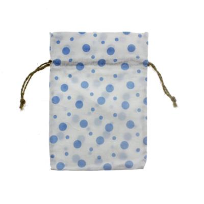 10 Adet 10x15cm Keten Kese Mavi Büyük Puanlı
