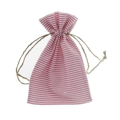 10 Adet 10x15cm Keten Kese Pembe Çizgili