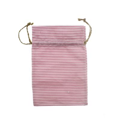 10 Adet 10x15cm Keten Kese Pembe Çizgili