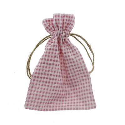 10 Adet 10x15cm Keten Kete Pembe Kareli