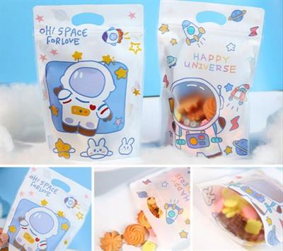 10 Adet 15,5x22,5cm Astronot Doypack Ağzı Kilitli Plastik Torba