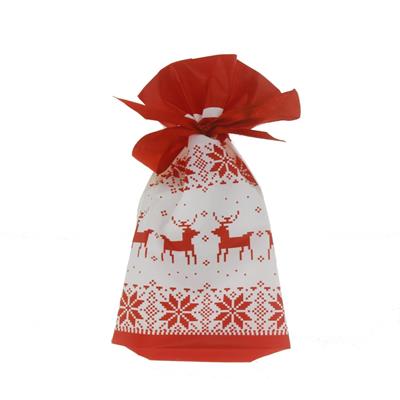 10 Adet 15x23cm Plastik Torba Kurdelalı Yılbaşı Geyikli