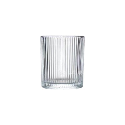 10 Adet 5x6,5cm Kabartma Çizgili Desen Shot Bardağı Cam Mumluk Bardak
