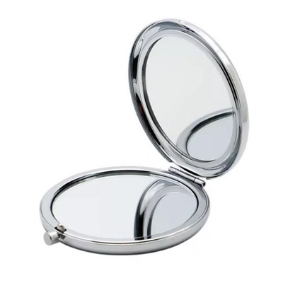 10 Adet 7cm Metal Kapaklı Minik El Aynası Gümüş Renk