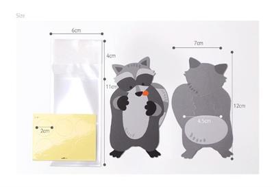 10 Adet 7x12cm Hayvanlar Alemi Karton Süs ve Jelatin Rakun