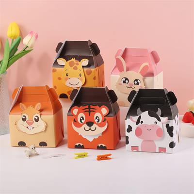 10 Adet 8x11,5cm Karışık Hayvanlar Alemi Karton Kutu Çanta