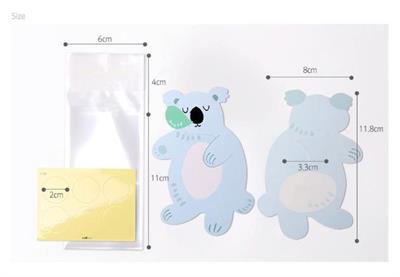 10 Adet 8x11,8cm Hayvanlar Alemi Karton Süs ve Jelatin Poşet Koala