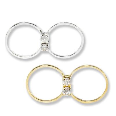 10 Adet Taşlı Metal İkili Yüzük