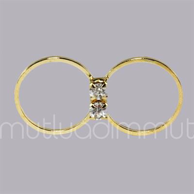 10 Adet Taşlı Metal İkili Yüzük