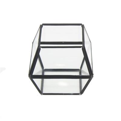 11x10cm Cam Fanus Dörtgen Prizma Terrarium Vazo Kutu