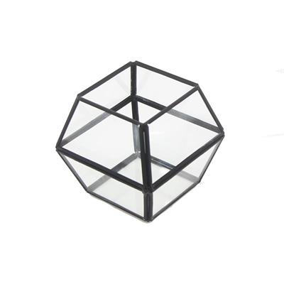 11x10cm Cam Fanus Dörtgen Prizma Terrarium Vazo Kutu