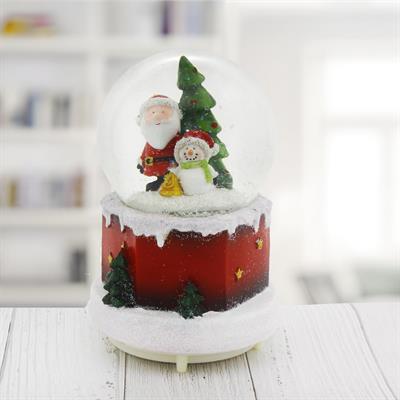 11x18cm Işıklı Kar Küresi Müzikli Püskürtmeli Kardan Adamlı Ağaçlı Yılbaşı