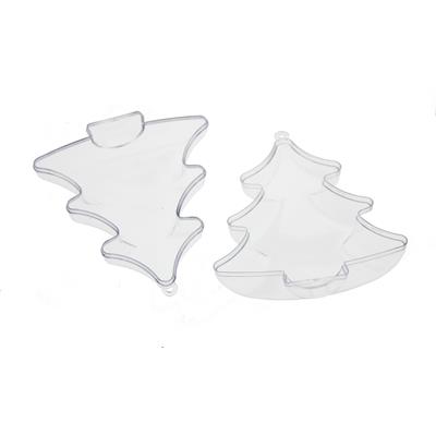 12 Adet 10x7cm Plastik Kutu Çam Ağacı Yılbaşı Kutusu