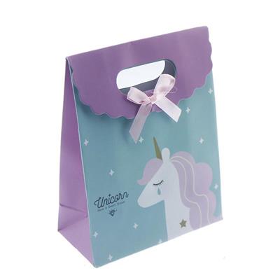 12 Adet 12x16cm Karışık Renkte Unicorn Karton Çanta