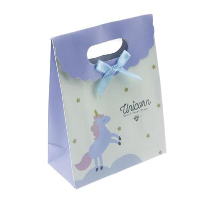 12 Adet 12x16cm Karışık Renkte Unicorn Karton Çanta