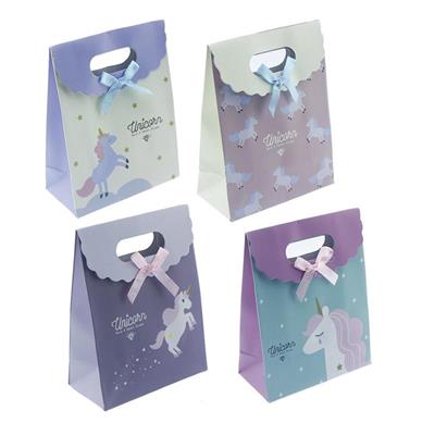 12 Adet 12x16cm Karışık Renkte Unicorn Karton Çanta