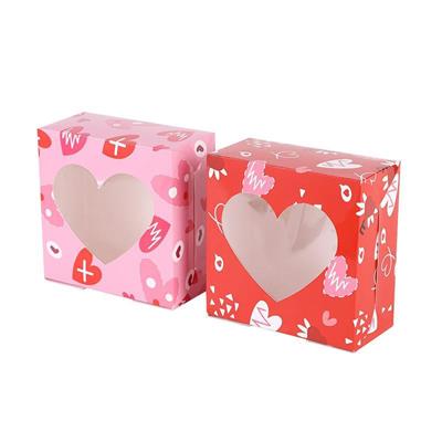 12 Adet 15x15x7,5cm Karton Kutu Kalp Desenli Karışık Model