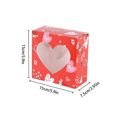 12 Adet 15x15x7,5cm Karton Kutu Kalp Desenli Karışık Model
