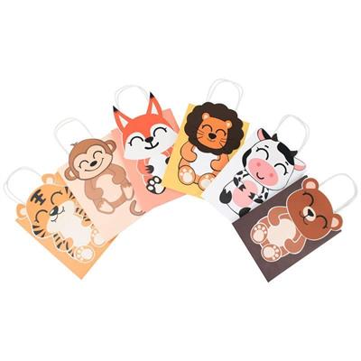 12 Adet 16x20cm Karışık Hayvanlar Alemi Kağıt Torba Poşet