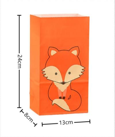 12 Adet 24x13cm Hayvanlar Alemi Kese Kağıdı Torba Tilki