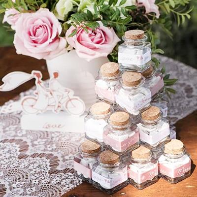 12 Adet 4x5cm Kare Cam Şişe Kavanoz Mantar Tıpalı