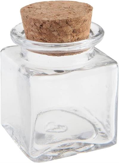 12 Adet 4x5cm Kare Cam Şişe Kavanoz Mantar Tıpalı