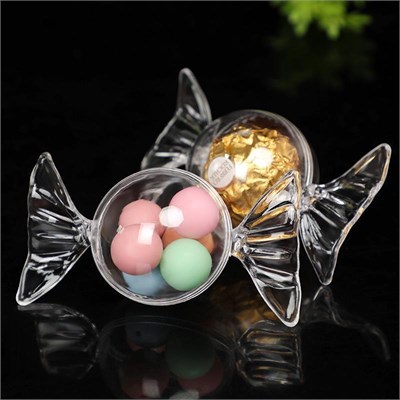12 Adet 4x9cm Plastik Şeker Bonbon Kutu Şeffaf