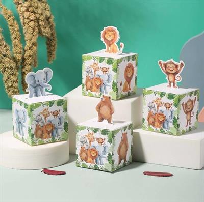 12 Adet 5,5cm Karton Kutu Hayvanlar Alemi Karışık Model