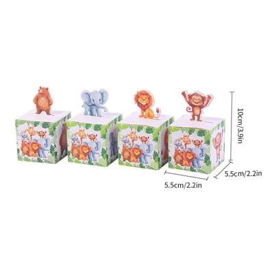 12 Adet 5,5cm Karton Kutu Hayvanlar Alemi Karışık Model